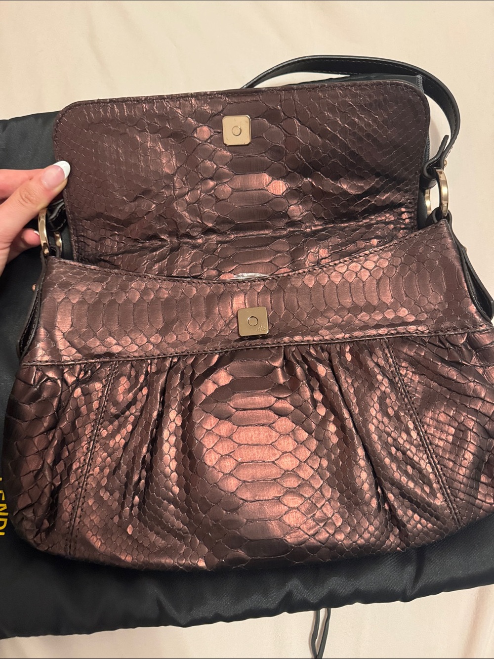 Fendi Bolso Python Metallic Bag - Picture 2 of 10